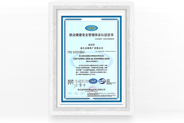 職業(yè)健康安全管理體系認(rèn)證證書